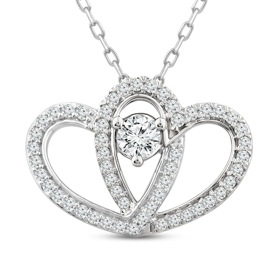 Diamond Heart Necklace 1/2 ct tw Round-Cut 10K White Gold 18"