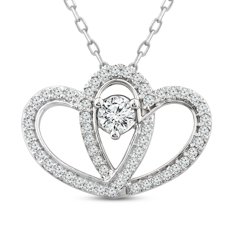 Main Image 1 of Diamond Heart Necklace 1/2 ct tw Round-Cut 10K White Gold 18&quot;