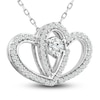Thumbnail Image 1 of Two as One Diamond Heart Necklace 1/2 ct tw Round-Cut 10K White Gold 18"