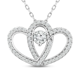 Diamond Heart Necklace 3/4 ct tw Round-Cut 10K White Gold 18"