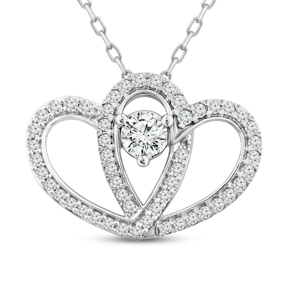 Diamond Heart Necklace 3/4 ct tw Round-Cut 10K White Gold 18"