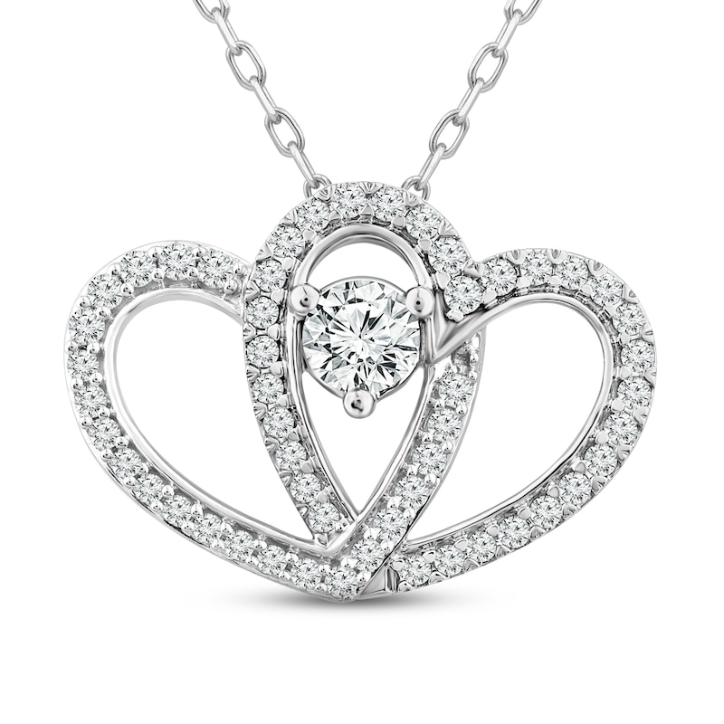 Main Image 1 of Diamond Heart Necklace 3/4 ct tw Round-Cut 10K White Gold 18&quot;