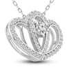 Thumbnail Image 1 of Two as One Diamond Heart Necklace 3/4 ct tw Round-Cut 10K White Gold 18"