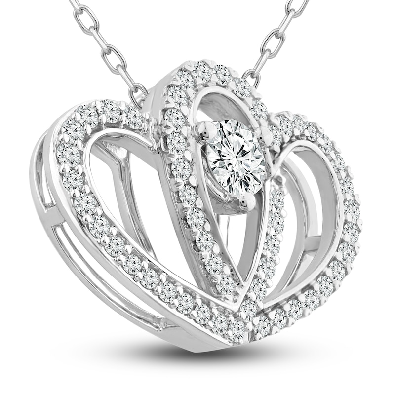 Main Image 2 of Diamond Heart Necklace 3/4 ct tw Round-Cut 10K White Gold 18&quot;