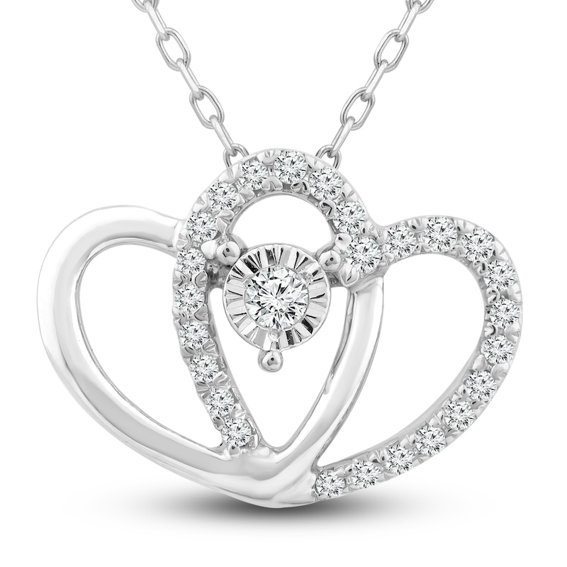 Main Image 1 of Diamond Heart Necklace 1/10 ct tw Round-Cut 10K White Gold 18&quot;