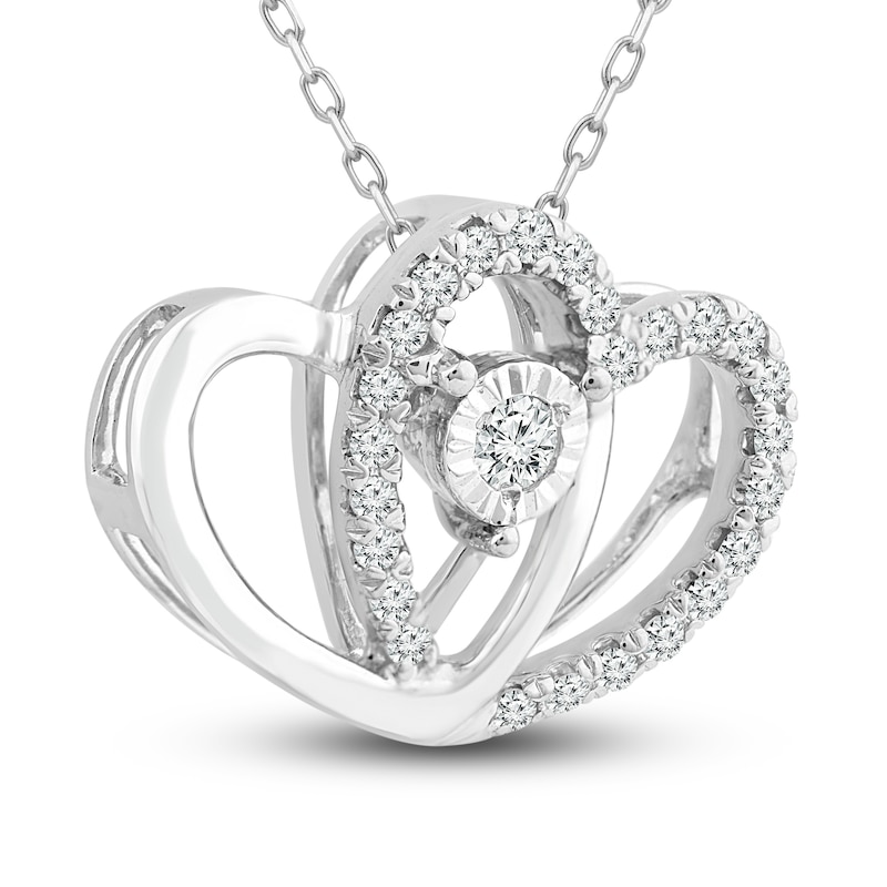 Main Image 2 of Diamond Heart Necklace 1/10 ct tw Round-Cut 10K White Gold 18&quot;