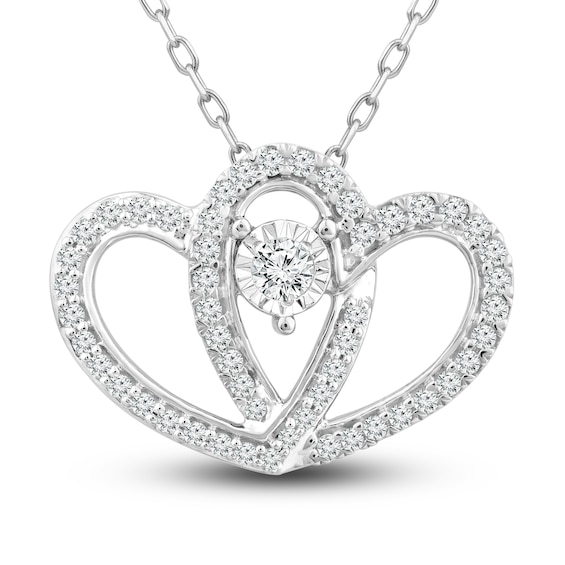 Diamond Heart Necklace 1/4 ct tw Round-Cut Sterling Silver 18"