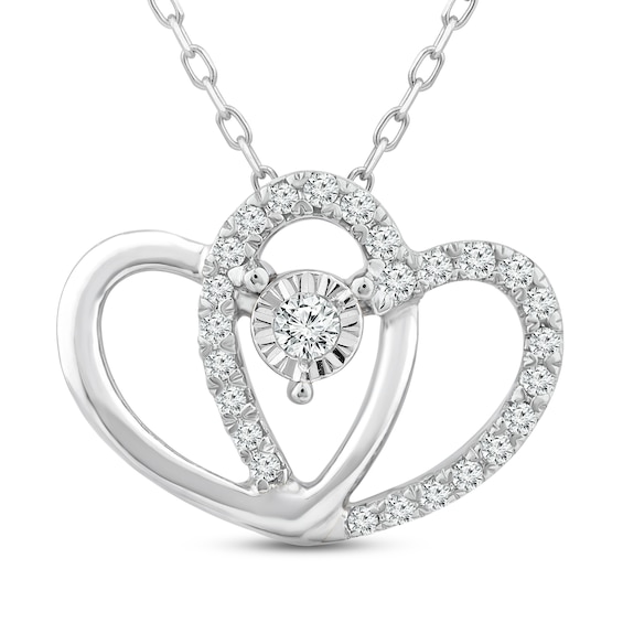 Diamond Heart Necklace 1/10 ct tw Round-Cut 10K Sterling Silver 18"