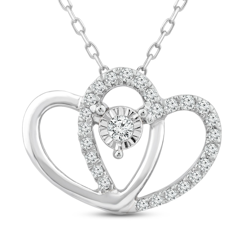 Main Image 1 of Diamond Heart Necklace 1/10 ct tw Round-Cut 10K Sterling Silver 18&quot;