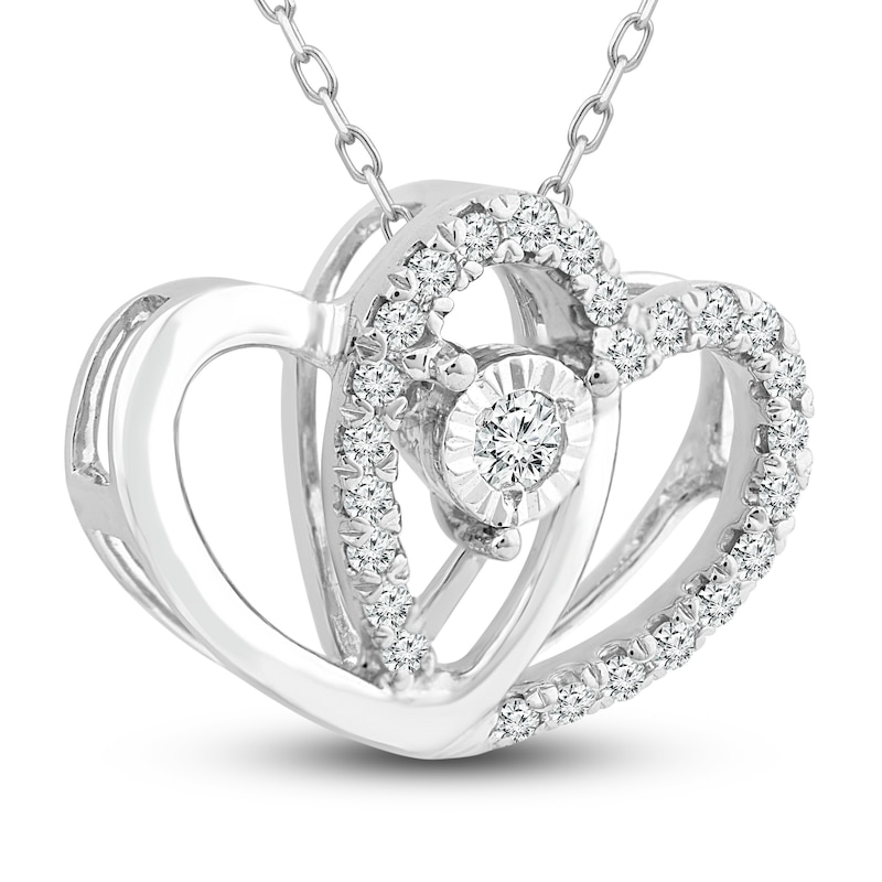 Main Image 2 of Diamond Heart Necklace 1/10 ct tw Round-Cut 10K Sterling Silver 18&quot;