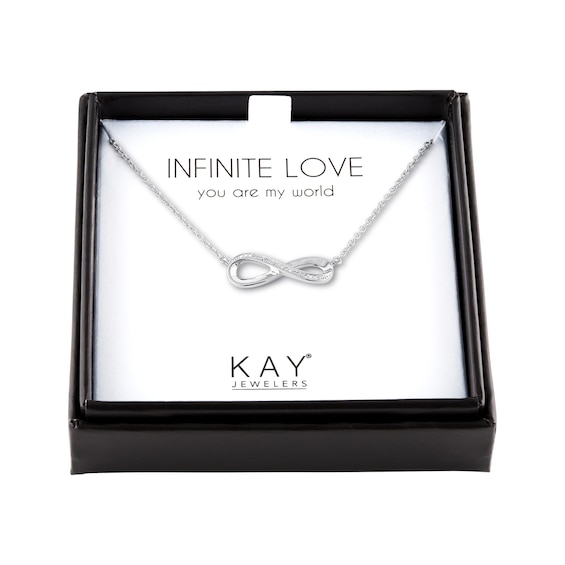 Infinity Necklace with Diamonds Sterling Silver