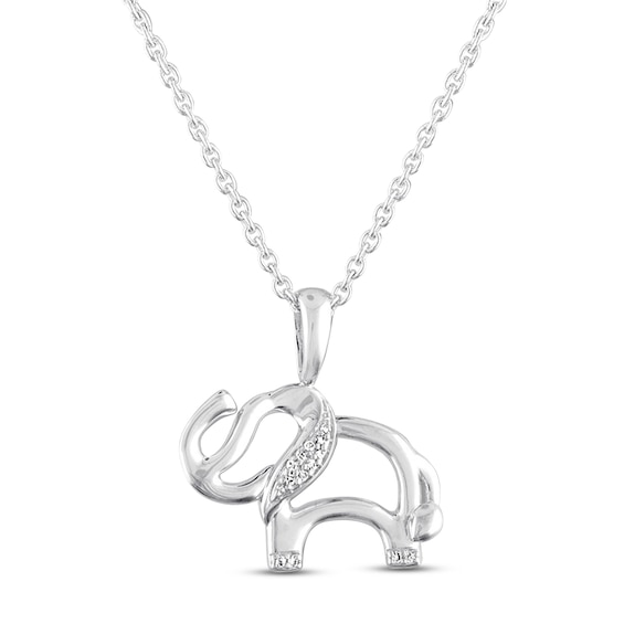 Elephant Necklace with Diamonds Sterling Silver