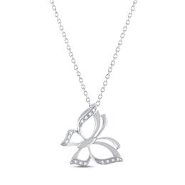 Diamond Butterfly Necklace Sterling Silver 18"