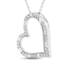 Thumbnail Image 2 of Neil Lane Diamond Heart Necklace 1/2 ct tw Round & Baguette-cut 14K White Gold 18&quot;