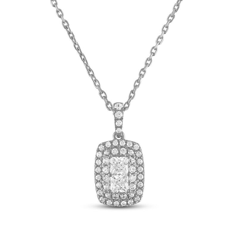 Main Image 1 of Forever Connected Diamond Necklace 1/4 ct tw Princess & Round-Cut 10K White Gold 18&quot;