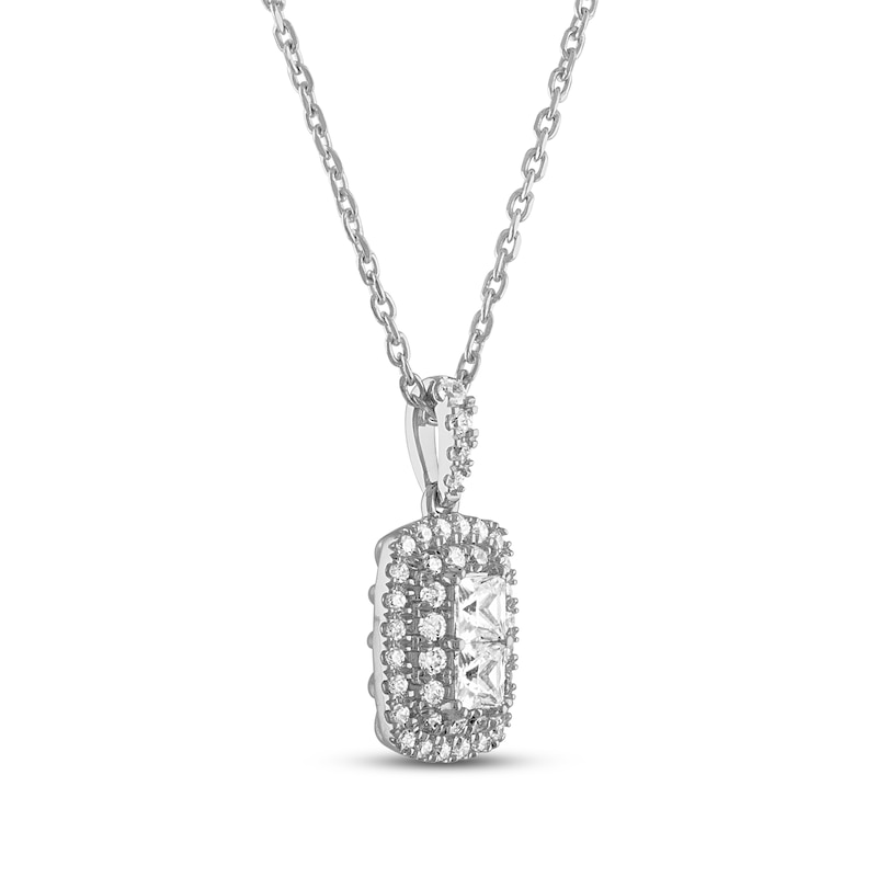 Main Image 2 of Forever Connected Diamond Necklace 1/4 ct tw Princess & Round-Cut 10K White Gold 18&quot;