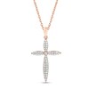 Thumbnail Image 1 of Diamond Cross Necklace 1/4 ct tw Round-cut 10K Rose Gold 18&quot;