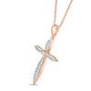 Thumbnail Image 2 of Diamond Cross Necklace 1/4 ct tw Round-cut 10K Rose Gold 18&quot;