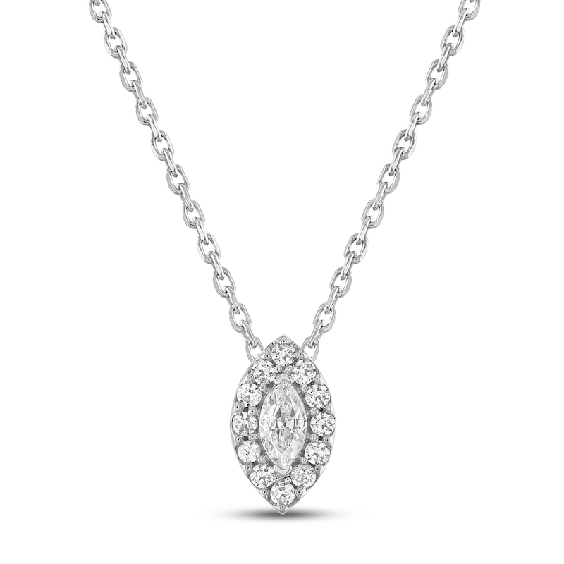 Main Image 1 of Diamond Necklace 1/4 ct tw Marquise and Round-cut 14K White Gold 18&quot;