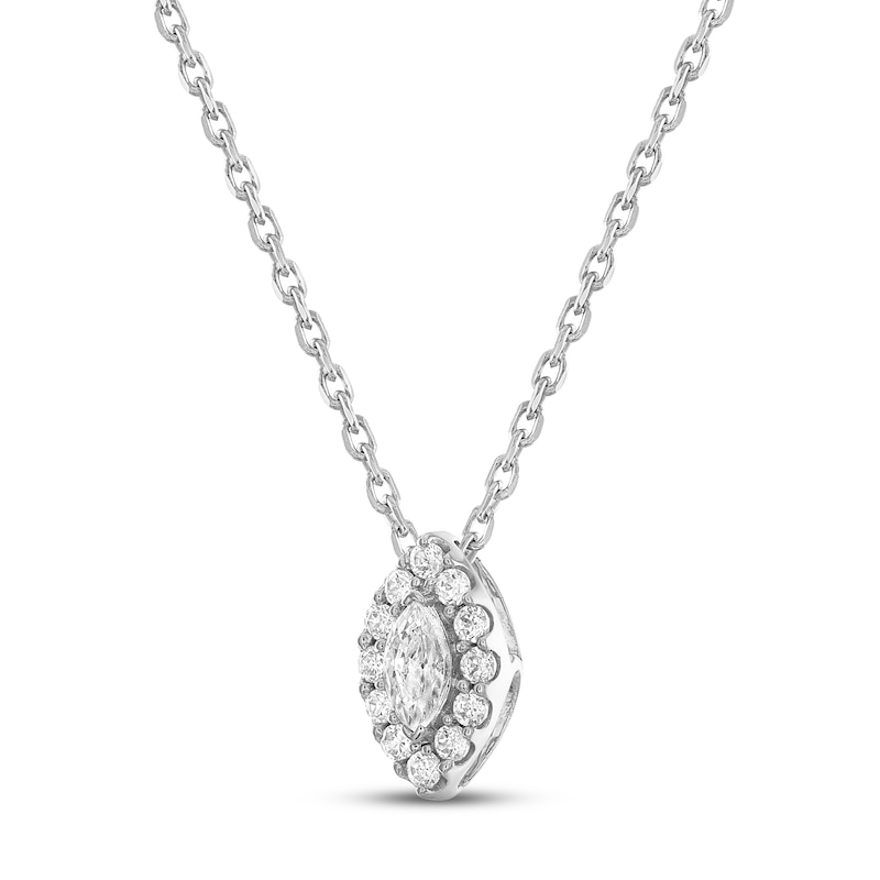 Main Image 2 of Diamond Necklace 1/4 ct tw Marquise and Round-cut 14K White Gold 18&quot;