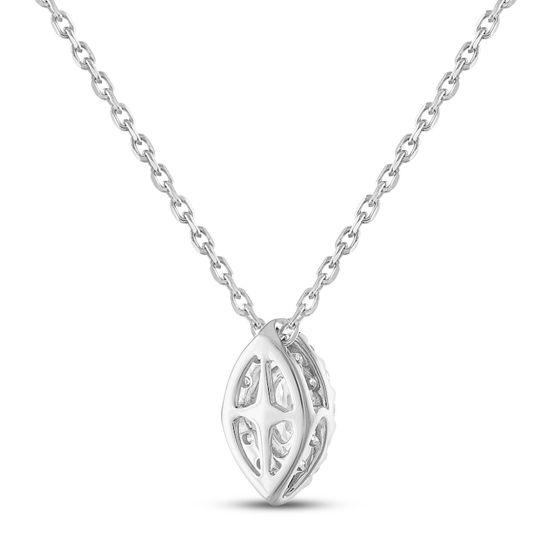 Main Image 3 of Diamond Necklace 1/4 ct tw Marquise and Round-cut 14K White Gold 18&quot;