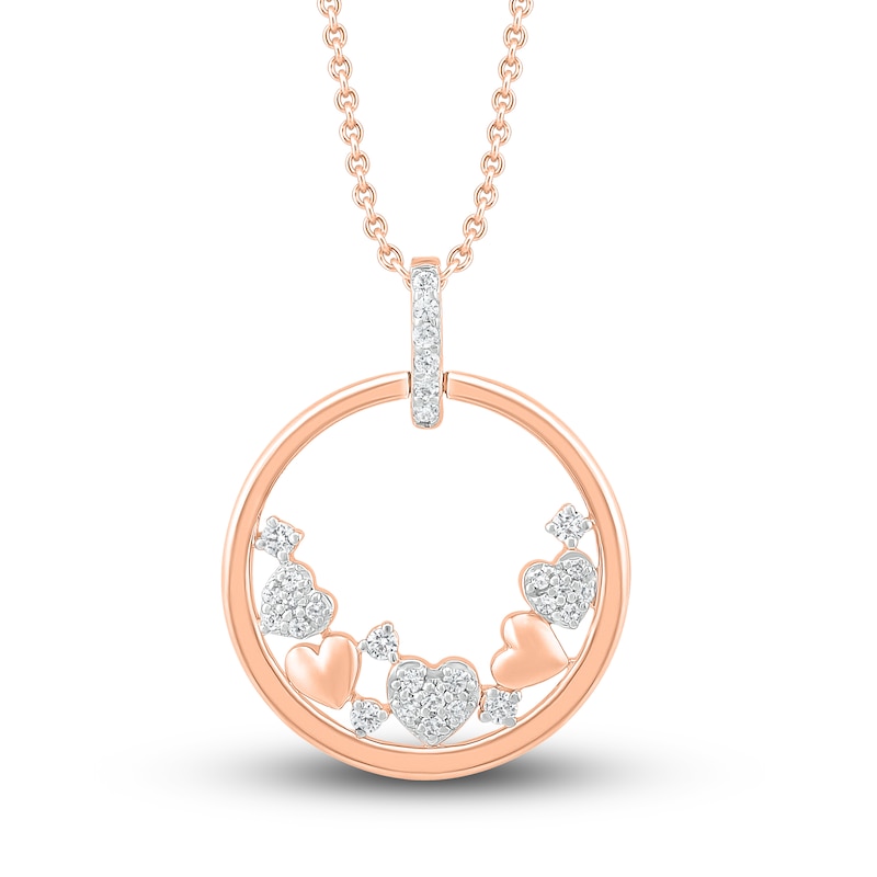 Diamond Heart Necklace 1/6 ct tw 10K Rose Gold 18"
