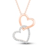 Thumbnail Image 0 of Diamond Double Heart Necklace 1/10 ct tw 10K Rose Gold 18"