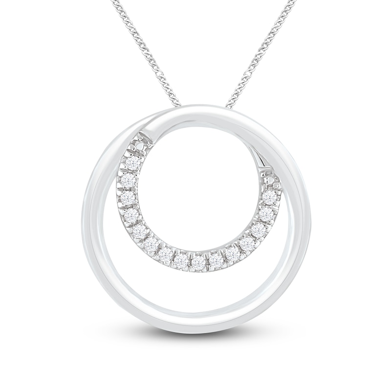 Main Image 1 of Diamond Necklace 1/20 ct tw Round-cut Sterling Silver 19&quot;