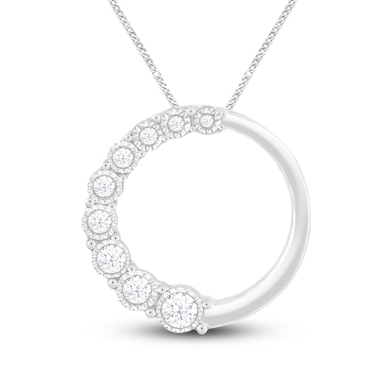 Diamond Circle Necklace 1/5 ct tw Round-cut 10K White Gold 19"