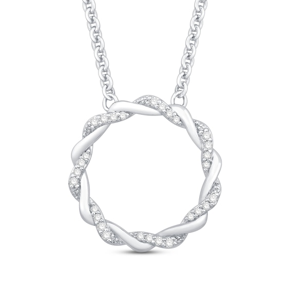 Circle of Gratitude Diamond Necklace 1/10 ct tw Sterling Silver 19"