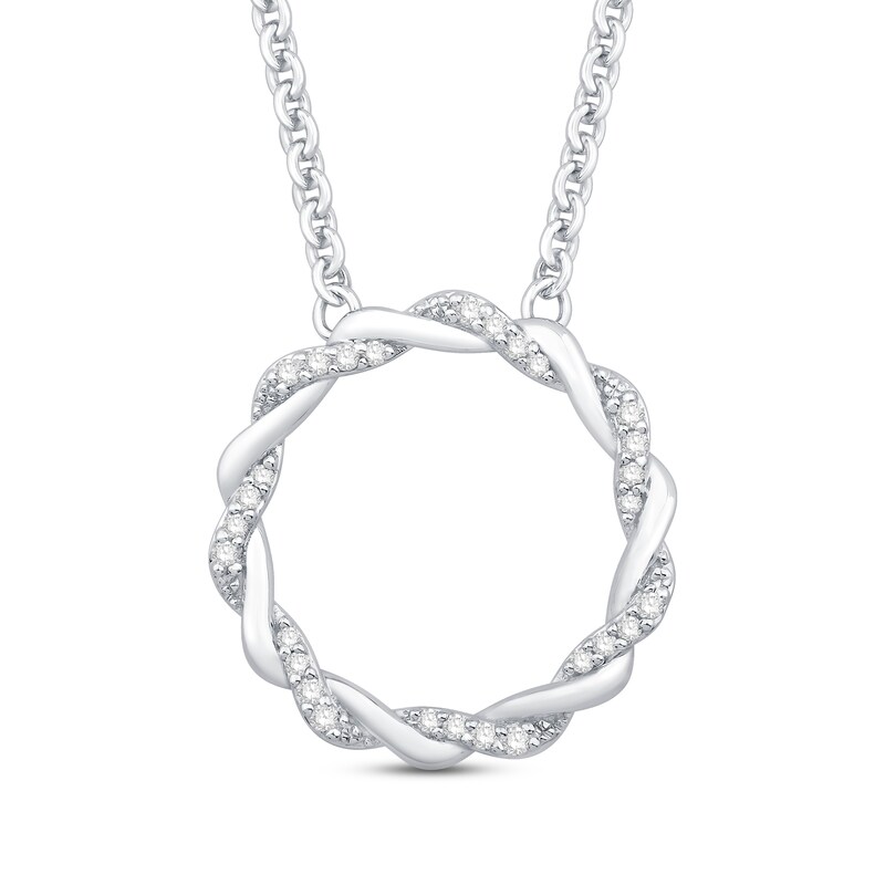 Main Image 1 of Circle of Gratitude Diamond Necklace 1/10 ct tw Sterling Silver 19&quot;