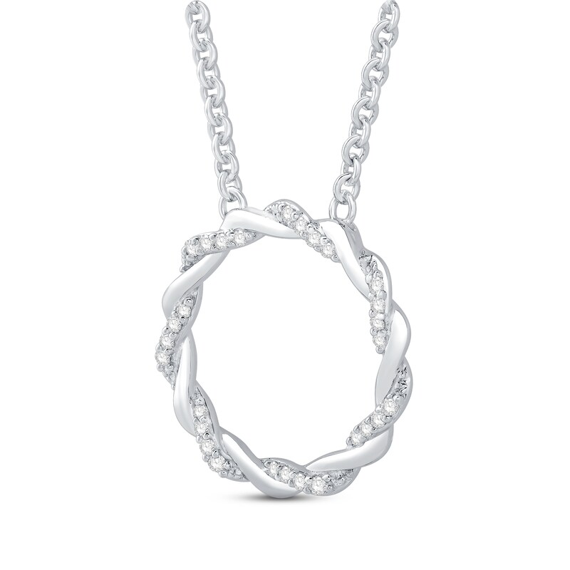 Main Image 3 of Circle of Gratitude Diamond Necklace 1/10 ct tw Sterling Silver 19&quot;
