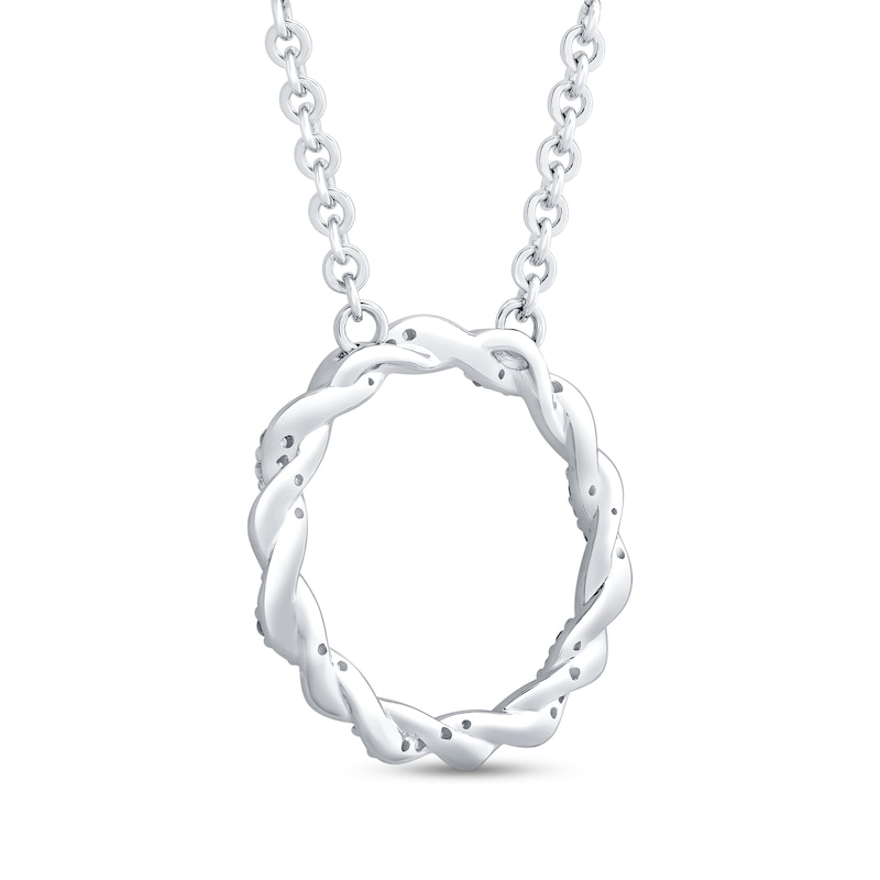 Main Image 4 of Circle of Gratitude Diamond Necklace 1/10 ct tw Sterling Silver 19&quot;