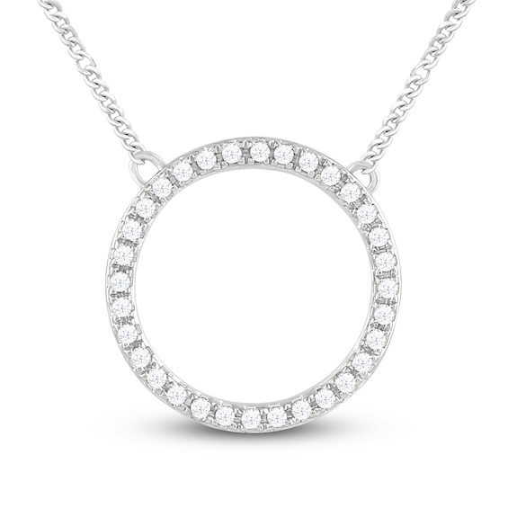 Diamond Circle Necklace 1/10 ct tw Round-cut 10K White Gold 19"