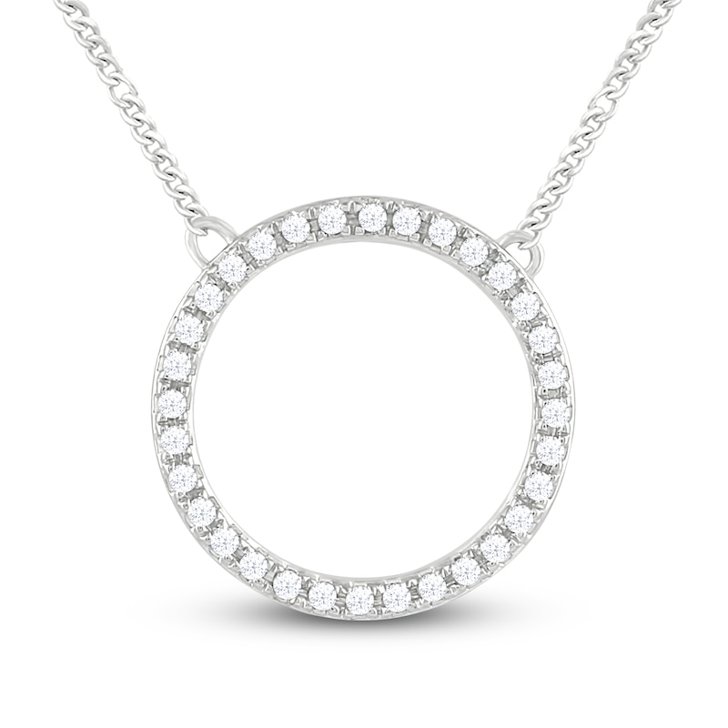 Main Image 1 of Diamond Circle Necklace 1/10 ct tw Round-cut 10K White Gold 19&quot;