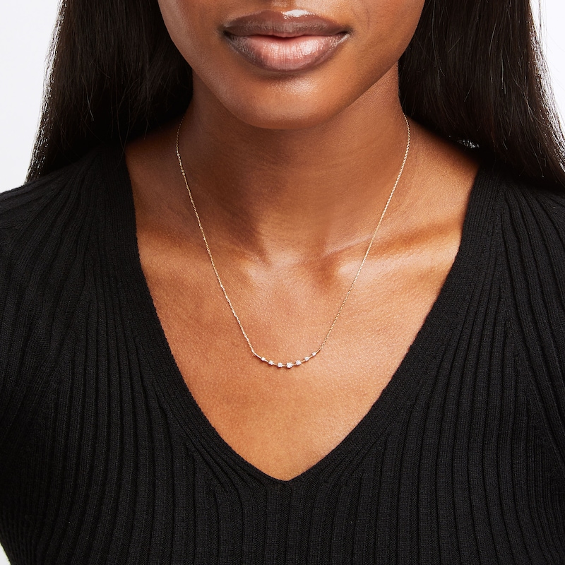 Main Image 2 of Diamond Smile Necklace 1/5 ct tw Round-cut 10K Yellow Gold 16.4&quot;