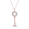 Thumbnail Image 1 of Diamond Heart & Key Necklace 1/4 ct tw Round-cut 10K Rose Gold 18&quot;