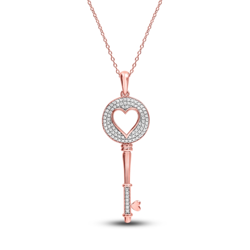 Pink gold necklace with heart-shaped diamond