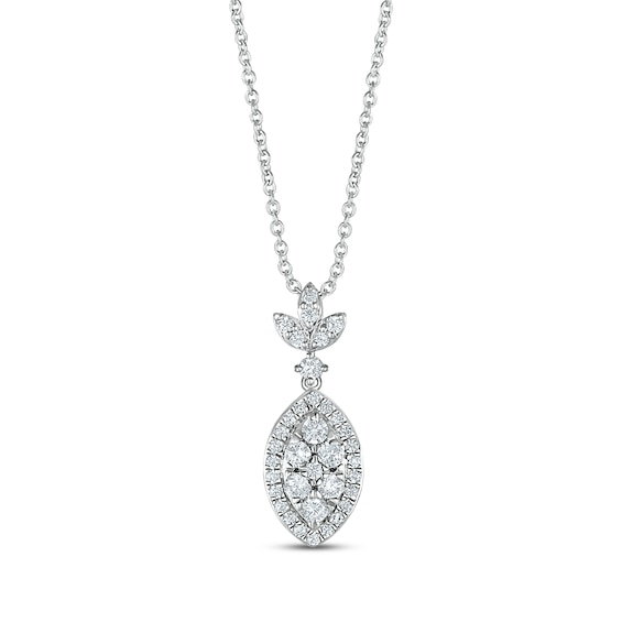 Diamond Necklace 1/2 ct tw Round-cut 10K White Gold 18"