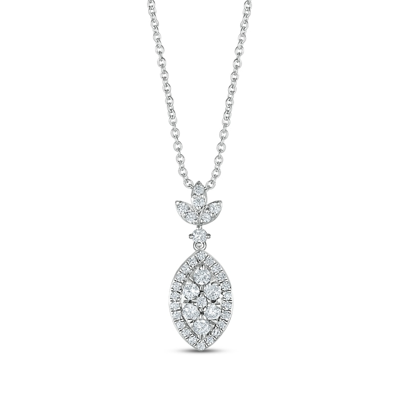 Diamond Necklace 1/2 ct tw Round-cut 10K White Gold 18