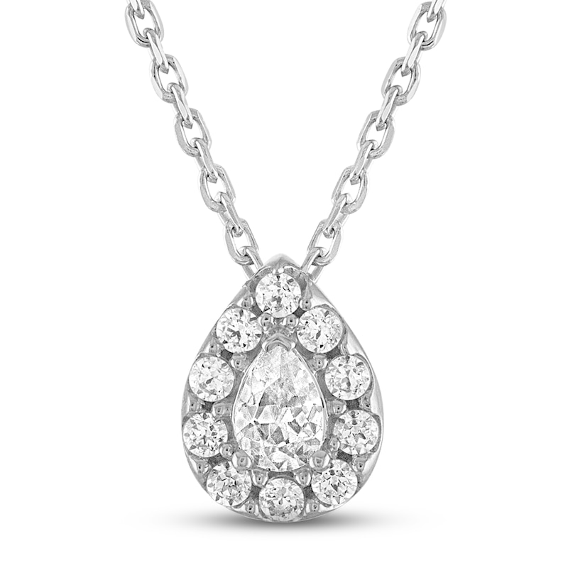 Diamond Necklace 1/4 ct tw Round & Pear-shaped 10K White Gold 18"
