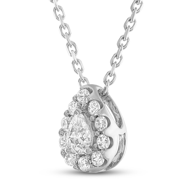 Diamond Necklace 1/4 ct tw Round & Pear-shaped 10K White Gold 18"