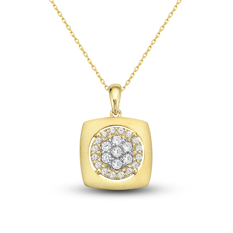 Diamond Square Necklace 1/2 ct tw Round-cut 10K Yellow Gold 18"