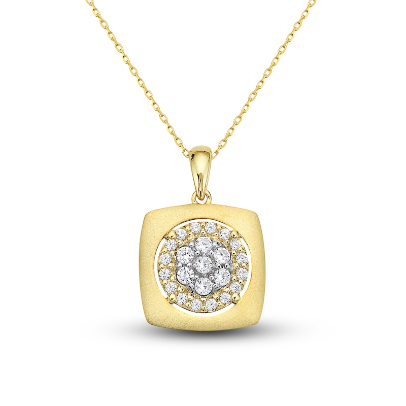 Main Image 1 of Diamond Square Necklace 1/2 ct tw Round-cut 10K Yellow Gold 18&quot;