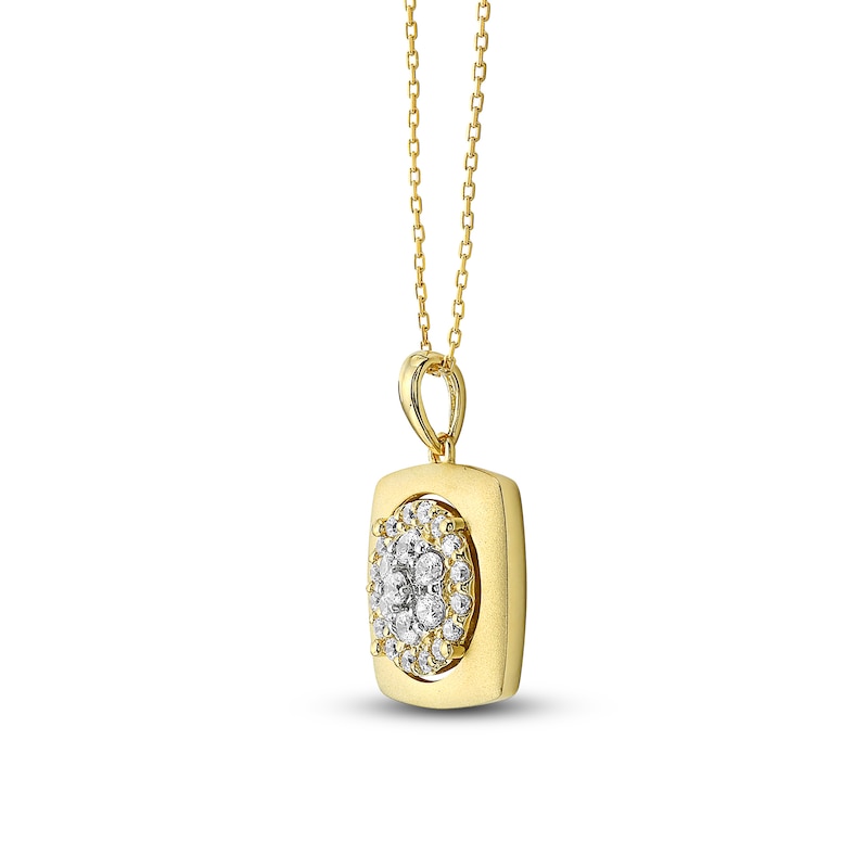 Main Image 2 of Diamond Square Necklace 1/2 ct tw Round-cut 10K Yellow Gold 18&quot;