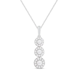 Diamond Three-Stone Necklace 1/3 ct tw Round-cut 10K White Gold 19"