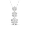 Thumbnail Image 0 of Diamond Triple Flower Necklace 1 ct tw Round-cut 10K White Gold 18"