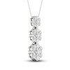 Thumbnail Image 2 of Diamond Triple Flower Necklace 1 ct tw Round-cut 10K White Gold 18"