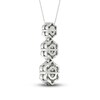Thumbnail Image 3 of Diamond Triple Flower Necklace 1 ct tw Round-cut 10K White Gold 18"