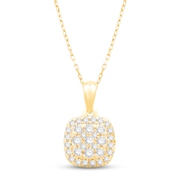 Diamond Cushion Necklace 1/4 ct tw Round-cut 10K Yellow Gold 18"